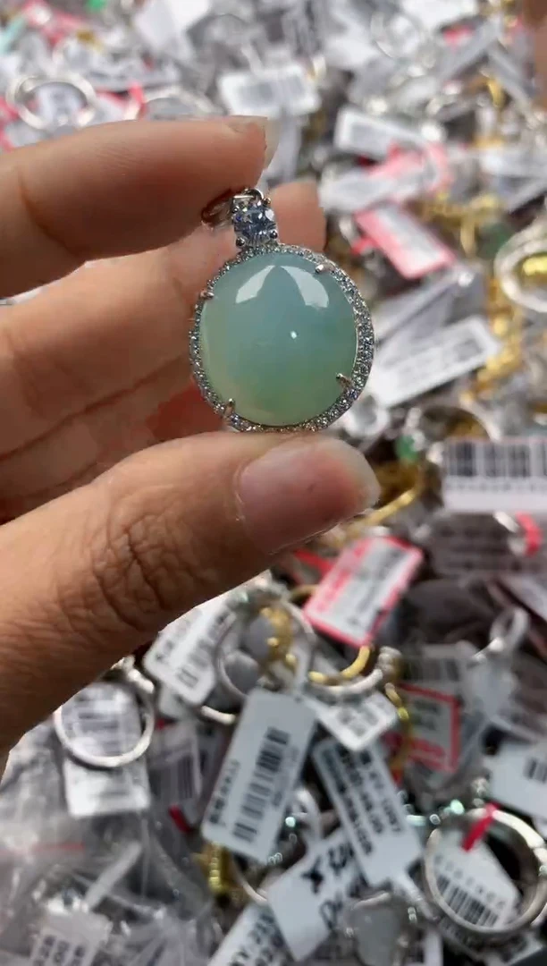 银S925镶嵌戒指翡翠10     6