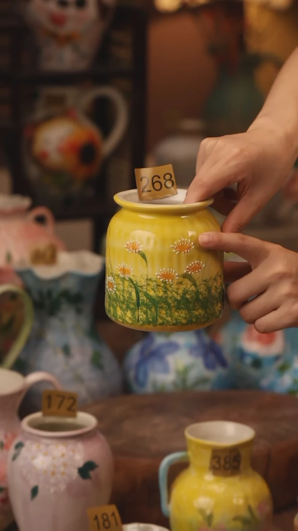 陶瓷268景德镇设计师手作花器摆件侘寂风