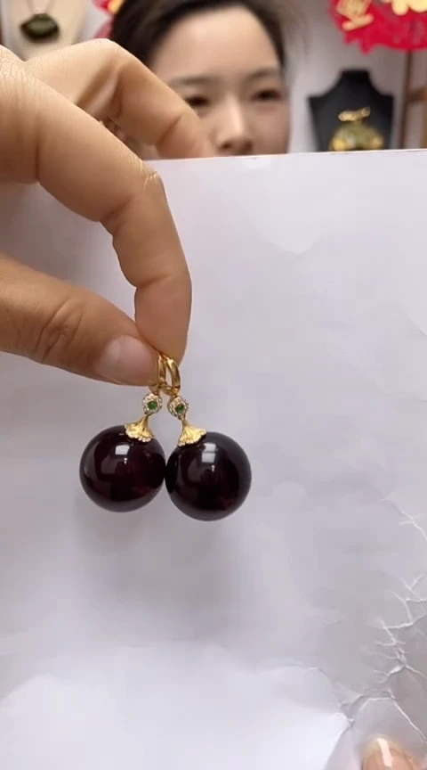 【闪购商品】琥珀裸石银S925镶嵌琥珀耳坠