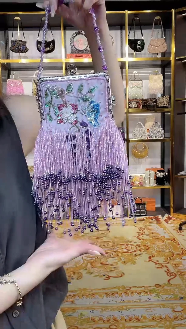 织物珠韵恒泽重工串珠手提包直播间女神专拍