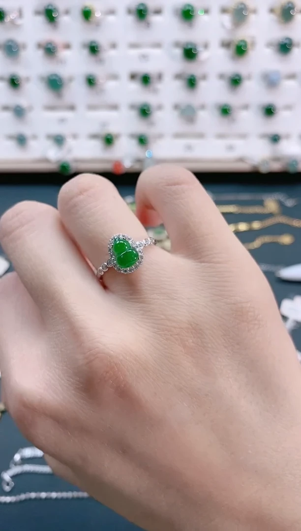 【闪购商品】翡翠戒指银S925镶嵌天然翡翠