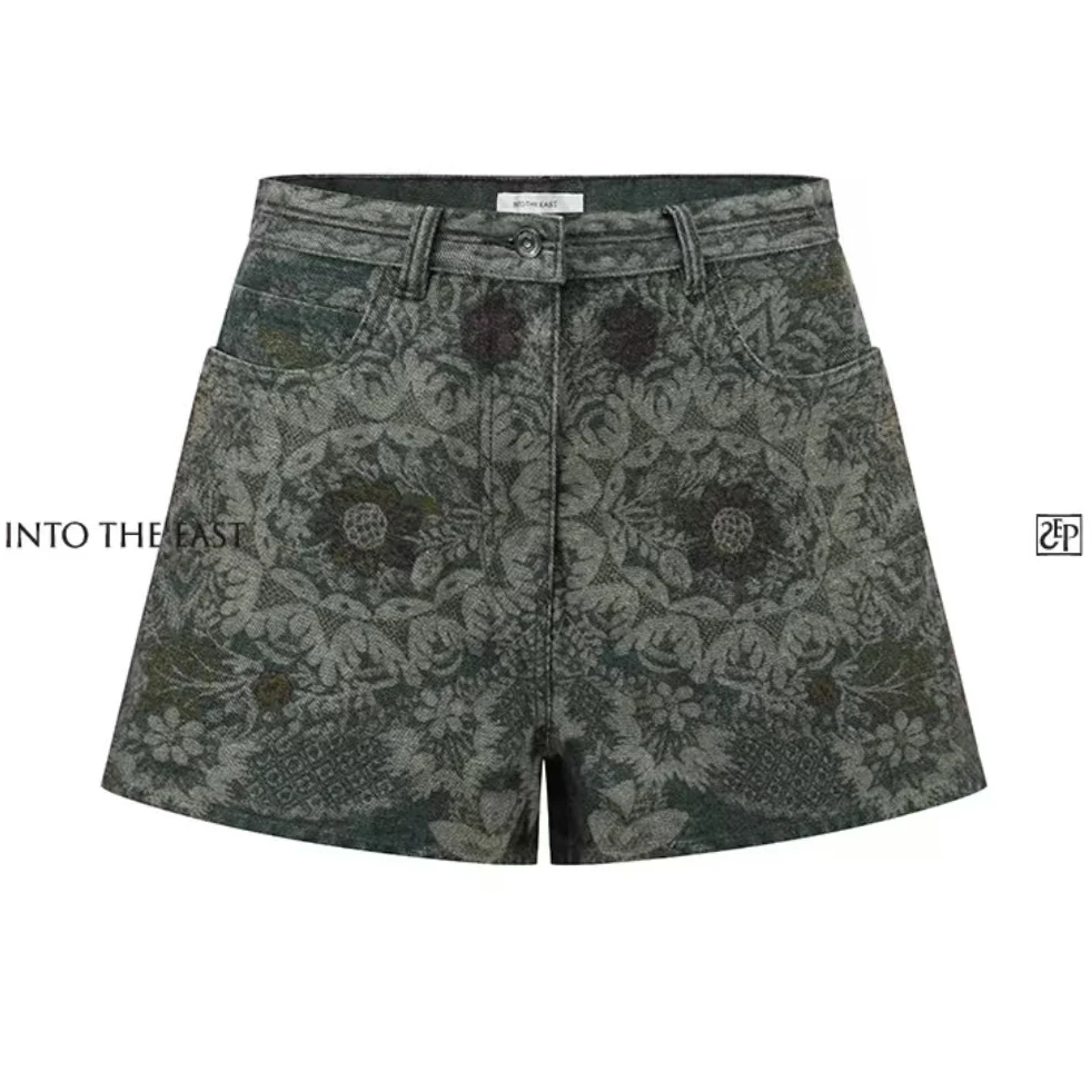 INTO THE EAST复古印花牛仔短裤