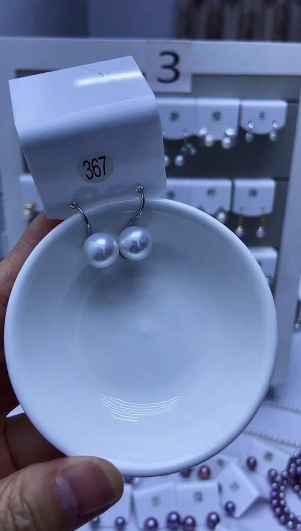 银S925镶嵌耳饰淡水珍珠367
