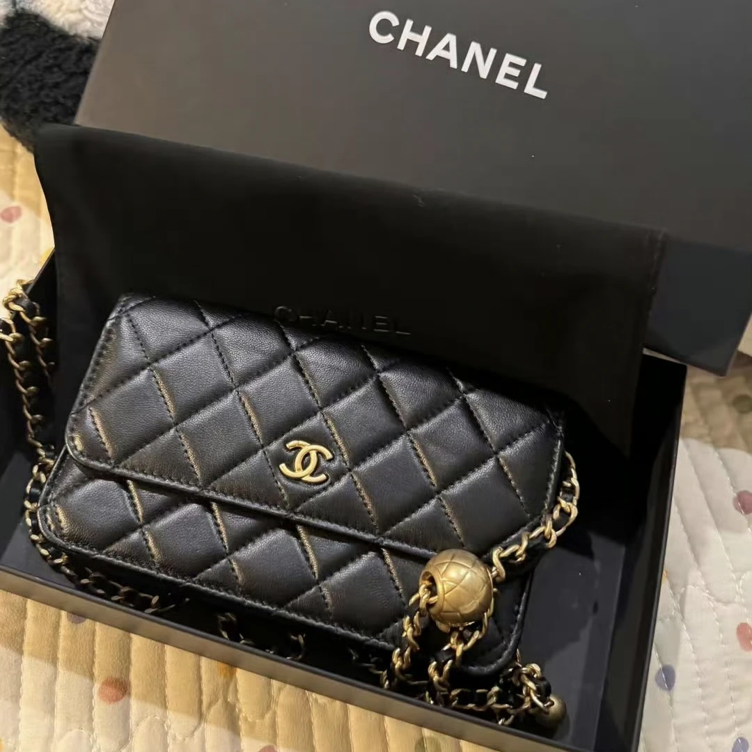 全新未使用 Chanel/香奈儿 23K黑金金球手机包woc