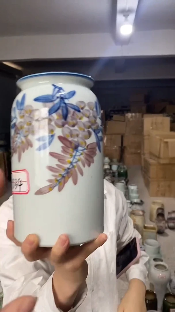 摆件景德镇高温陶瓷花盆034口径10*高度20