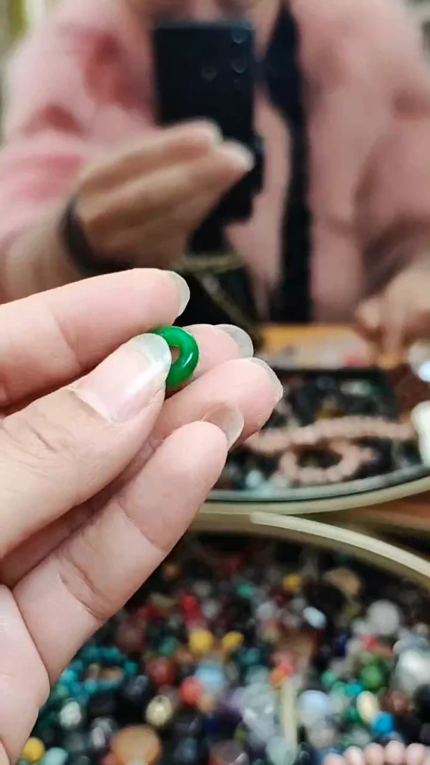 琉璃/树脂/塑料类藏传老绿藏传挂环