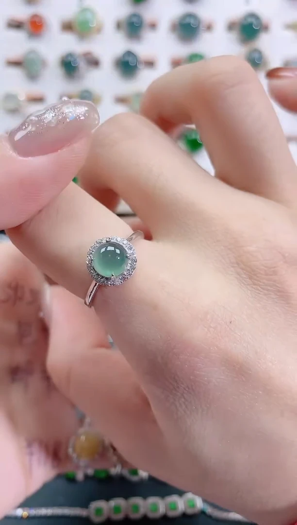 银S925镶嵌戒指翡翠天然翡翠
