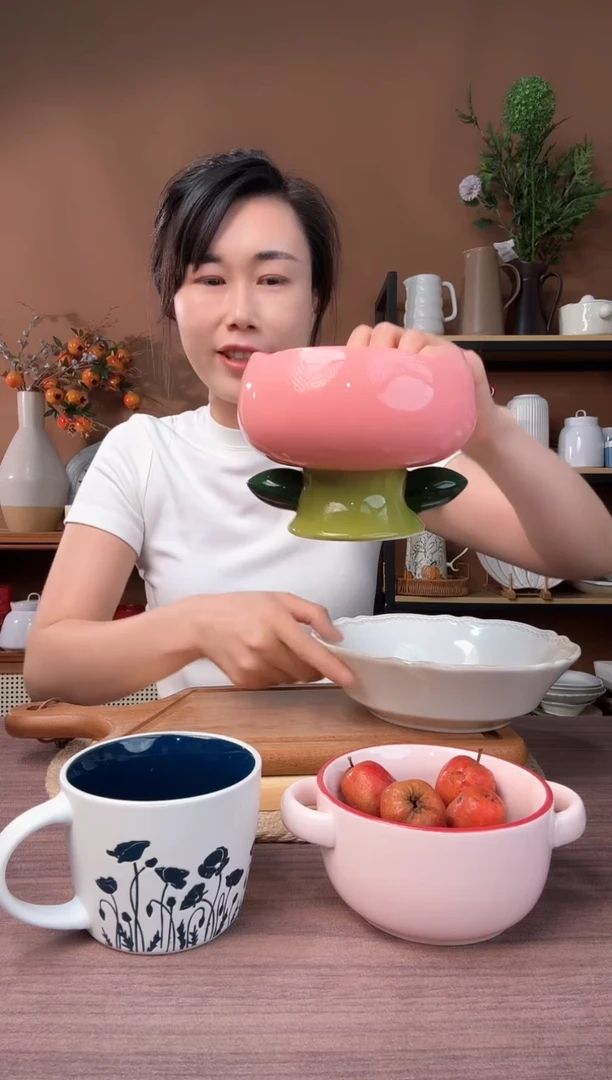 陶瓷5英寸郁金香高脚碗微瑕