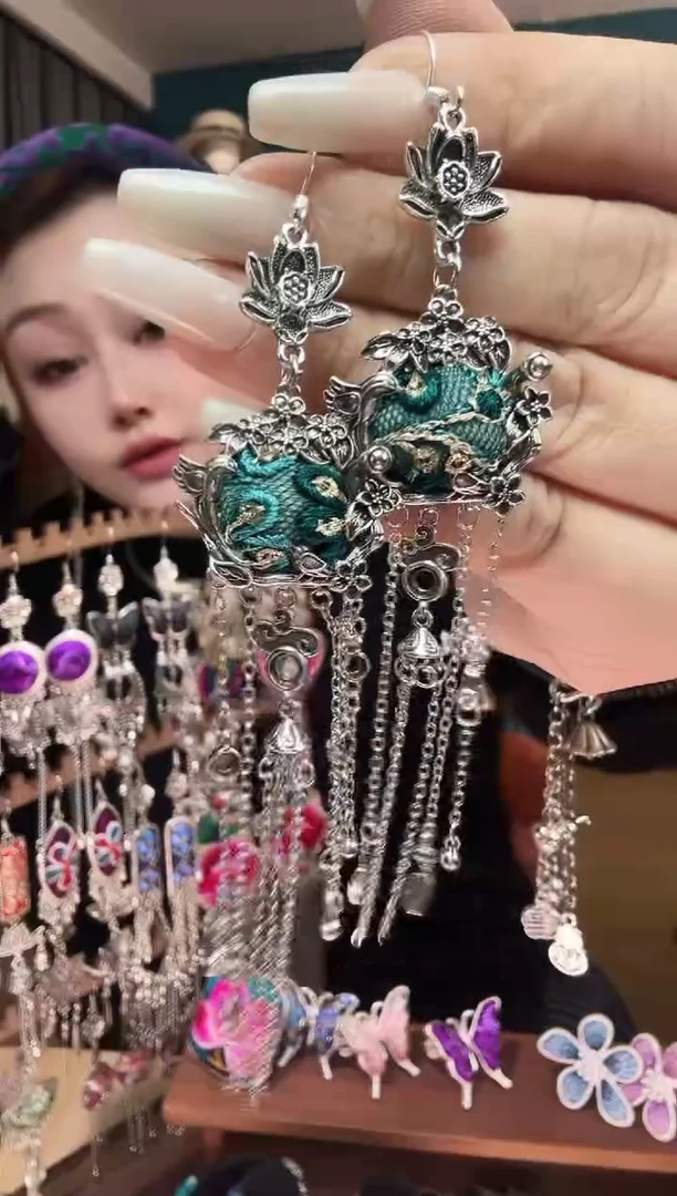 刺绣纯手工民族风刺绣耳环