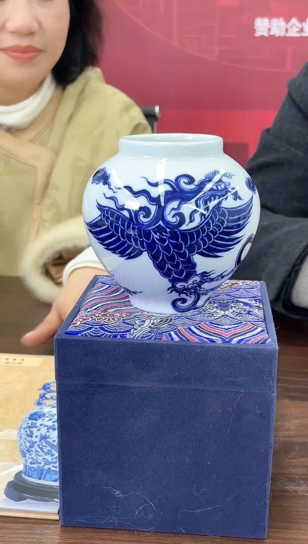 【闪购商品】015函夏非遗崔可辉青花凤纹小罐