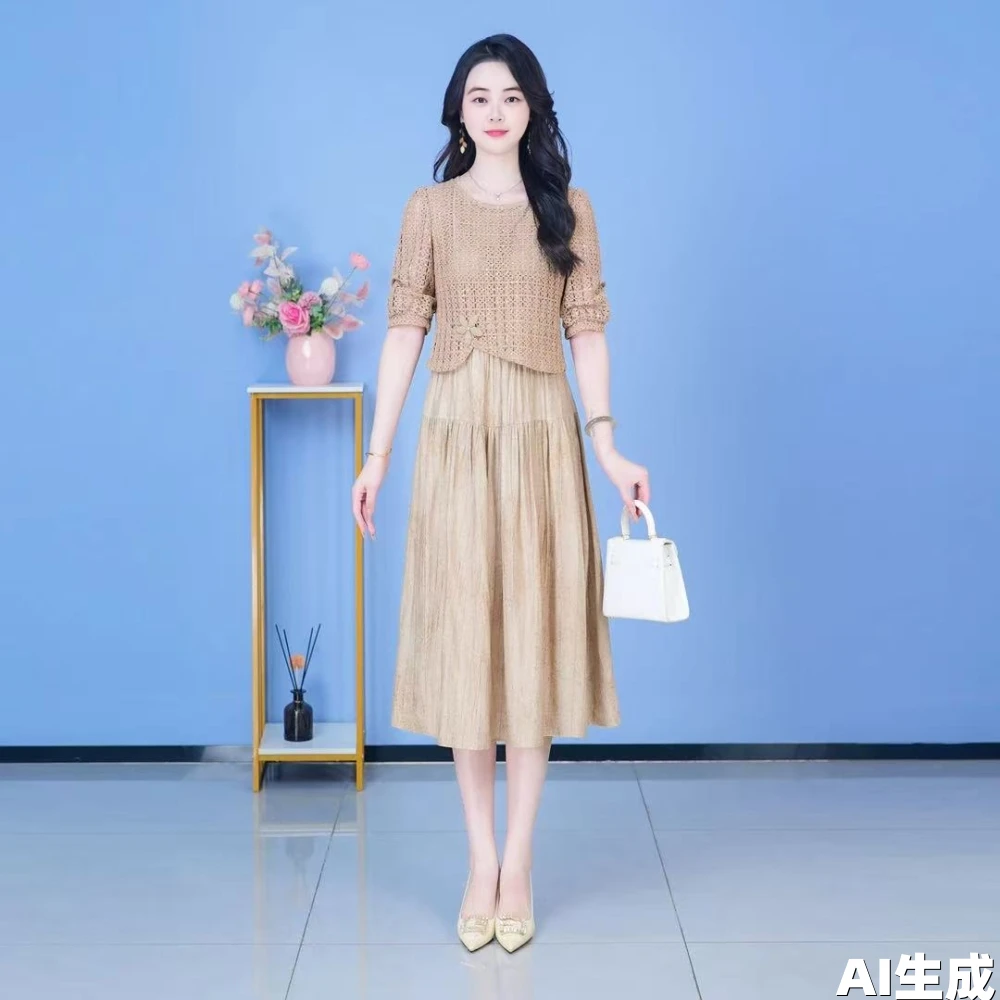 【两件套】恒盛早秋新款套装裙女装两件套时尚显瘦减龄洋气套装修身