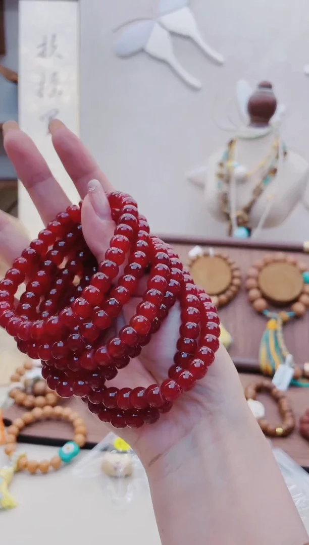 玛瑙/玉髓手链未镶嵌R186红玛瑙单圈