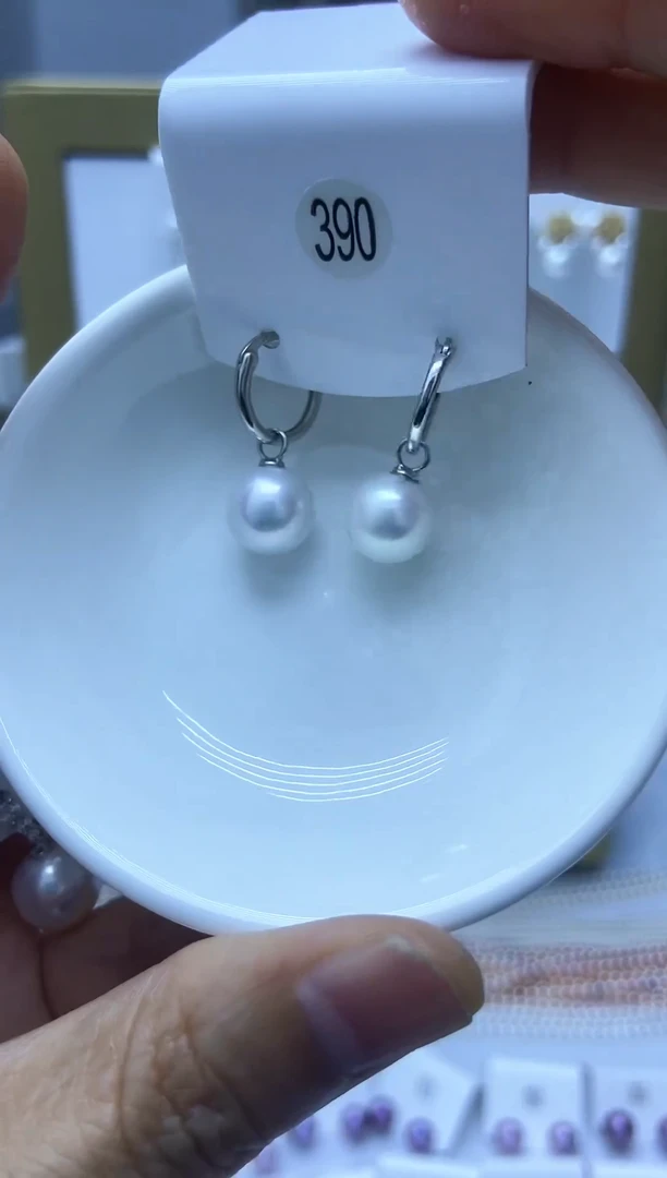 银S925镶嵌耳饰淡水珍珠390