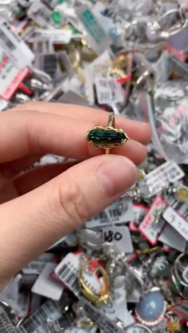 银S925镶嵌戒指翡翠222     6