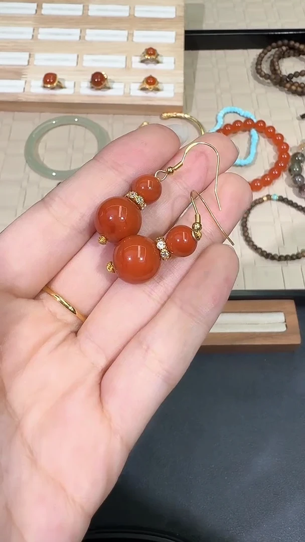【闪购商品】南红玛瑙耳饰银S925镶嵌X0212-223-58