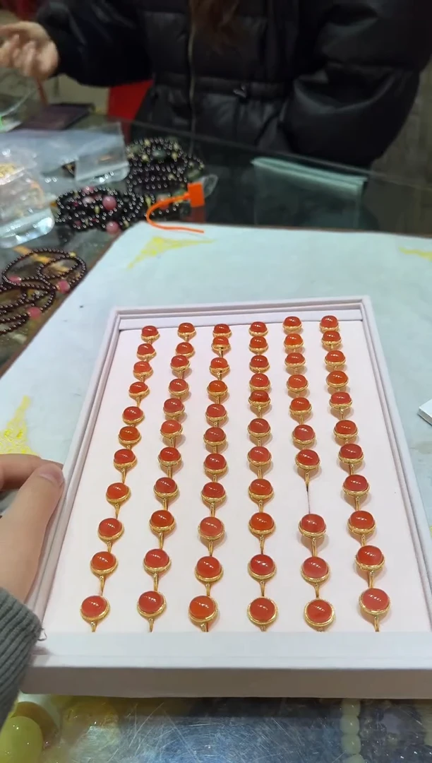 银S925镶嵌南红玛瑙戒指鑫源保山南红戒指多样性发其一