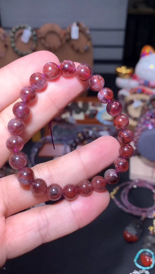 未镶嵌珠宝半成品水晶红极光天眼手串