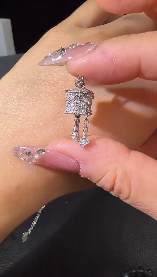 无吊坠925银弹簧扣拨浪鼓发一