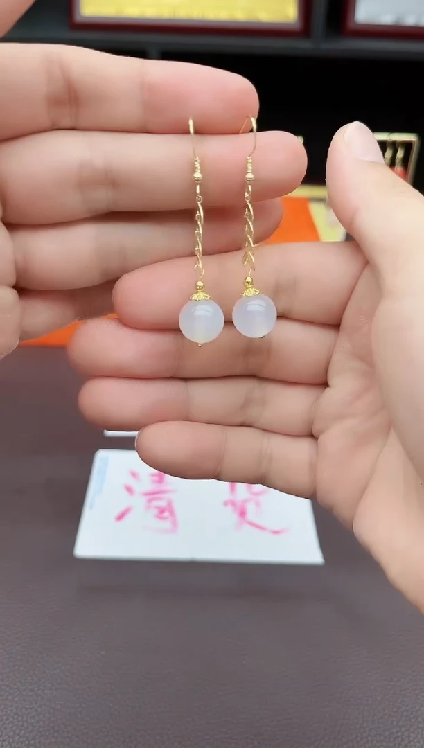 玛瑙/玉髓耳饰银S925镶嵌915000