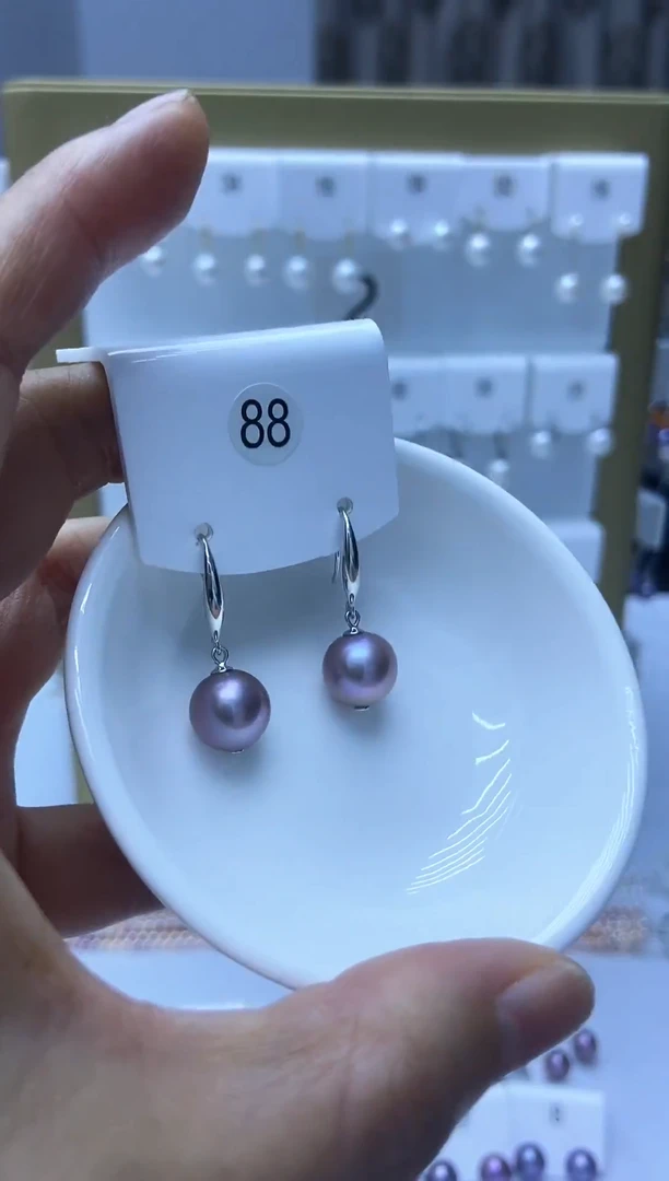 银S925镶嵌耳饰淡水珍珠88