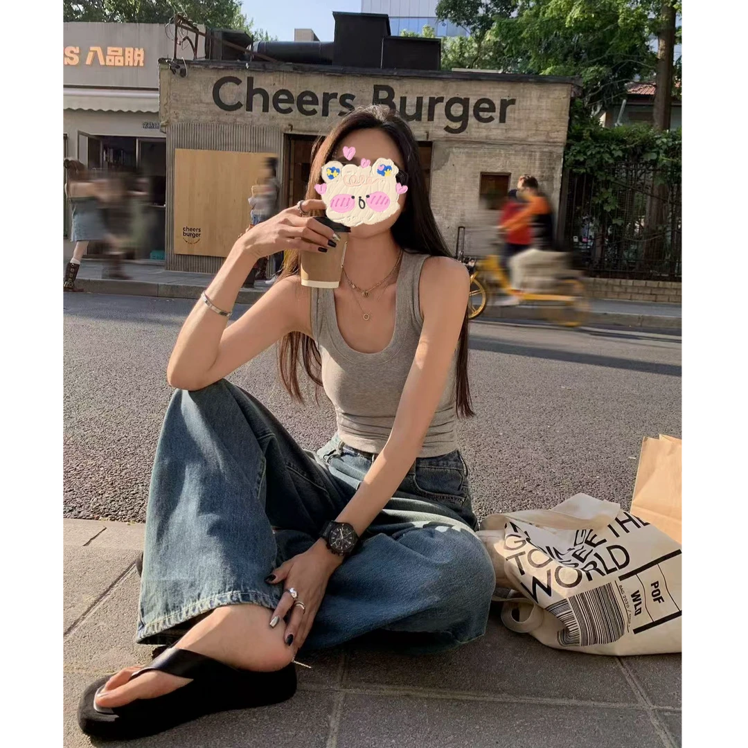 2025新款INS风辣妹纯欲风可外穿纯色背心打底修身款休闲松弛感