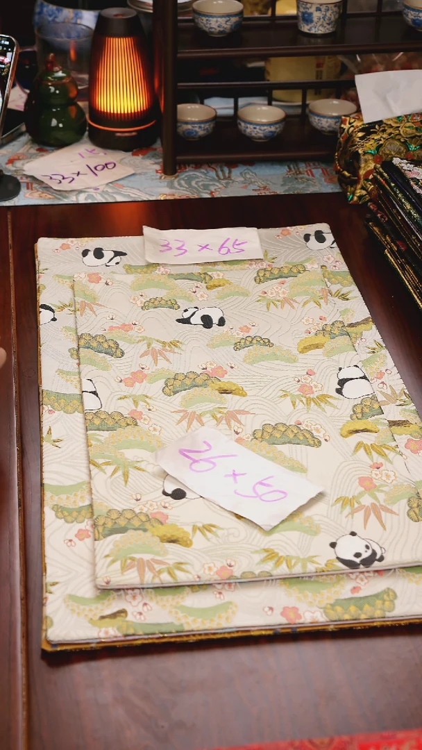 【熊猫双面】中国风干泡织锦茶席33*65