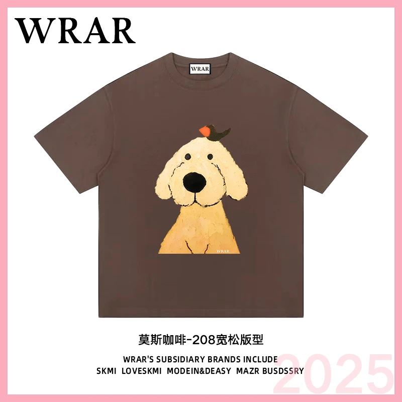 【小鸟和小狗】新品时尚透气宽松T恤印花休闲卡通百搭圆领1