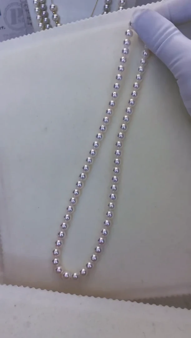 银S925镶嵌海水珍珠饰品6-7满珠链·奶奶的脸