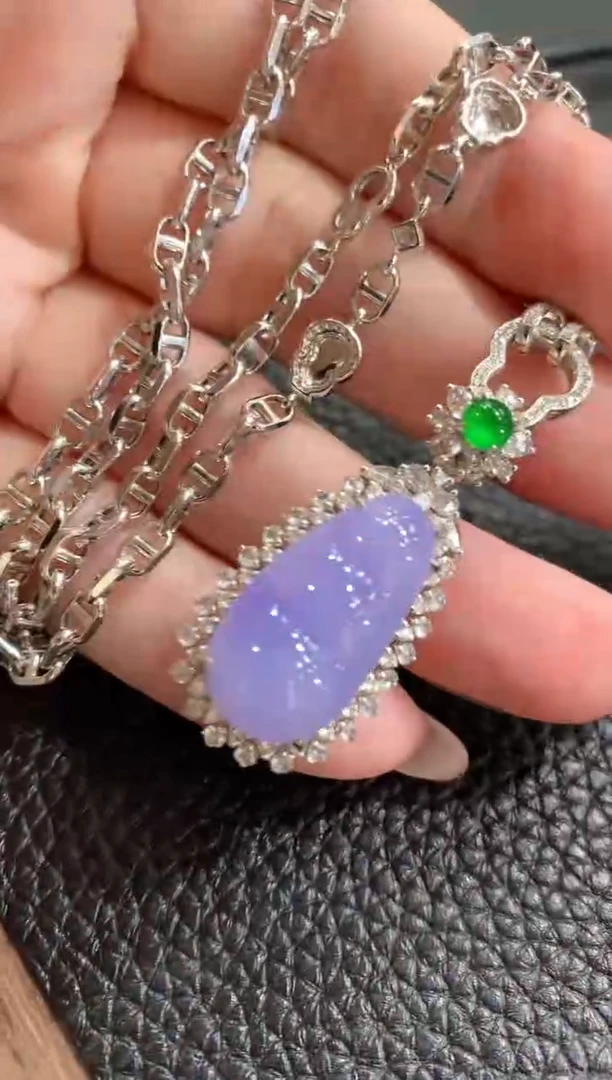 吊坠(不含链)18K金镶嵌翡翠C24 紫货有一定色差