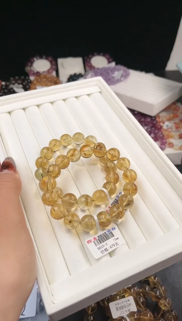 【闪购商品】水晶手链未镶嵌多样性发一黄阿赛12mm