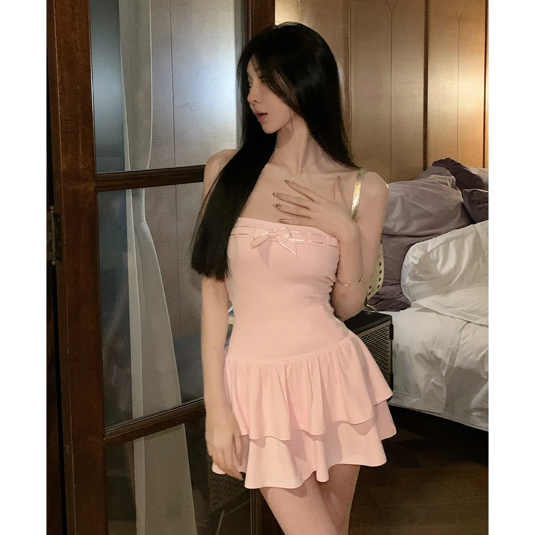 莲的百万【水蜜桃碎碎冰】精致女孩温柔抹胸裙