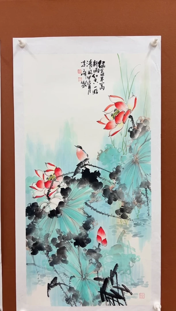 国画李文峰三尺整张精品荷花