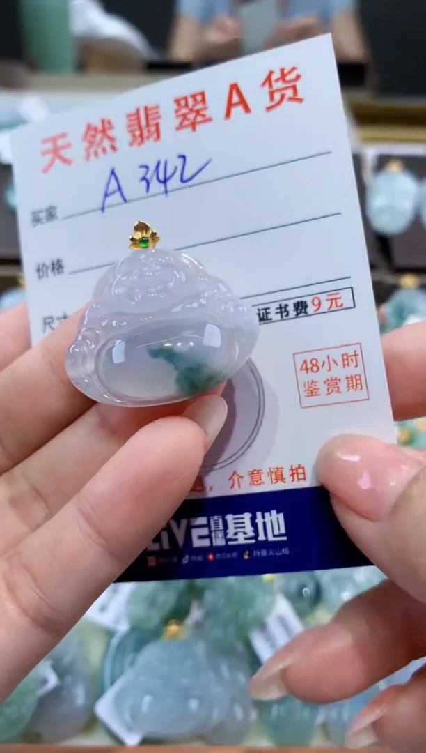颈饰18K金镶嵌翡翠天然翡翠A货挂件