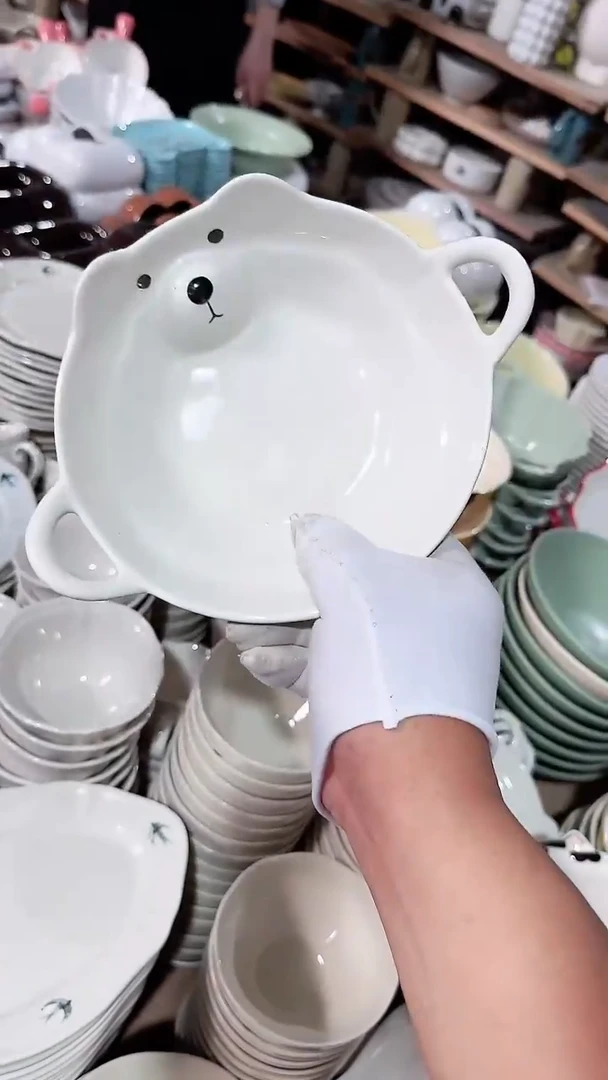 瓷片双耳碗 微瑕凑满20元包邮