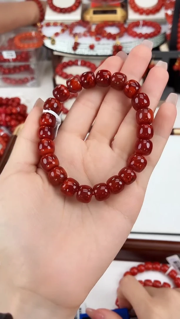 南红玛瑙瓦西老型手串10+未镶嵌一个/条
