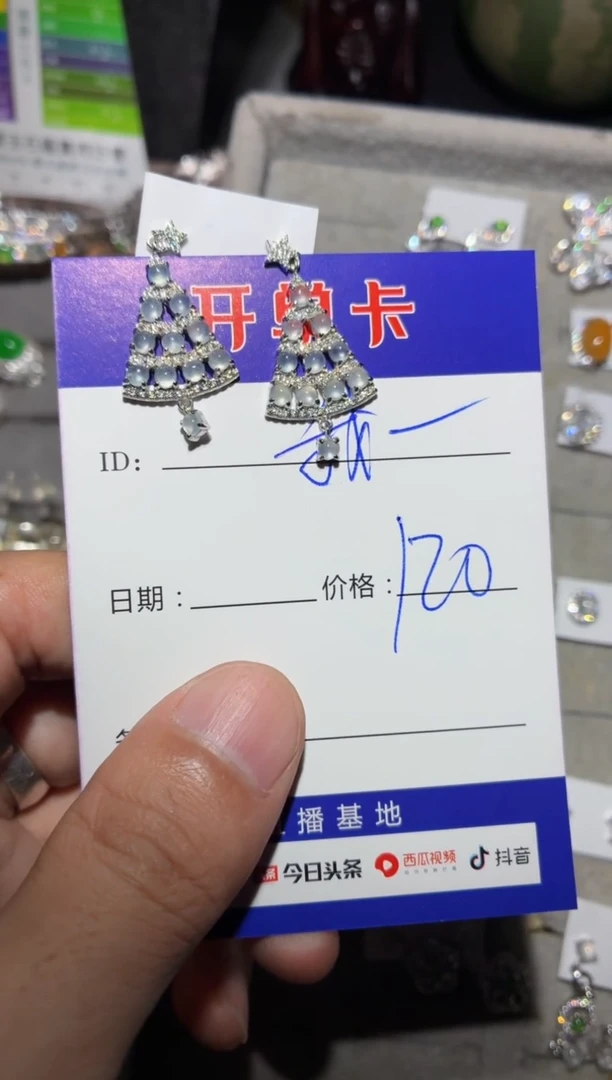 银S925镶嵌翡翠耳饰我****学 我不想去上学