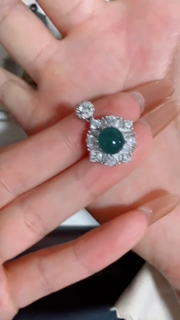 银S925镶嵌戒指翡翠窗**?...