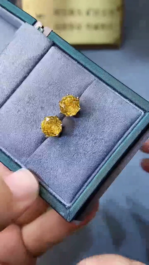 【闪购商品】黄晶耳饰银S925镶嵌3444