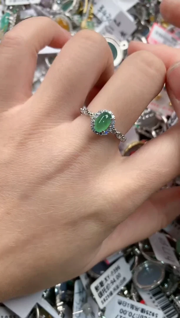 银S925镶嵌戒指翡翠444----10