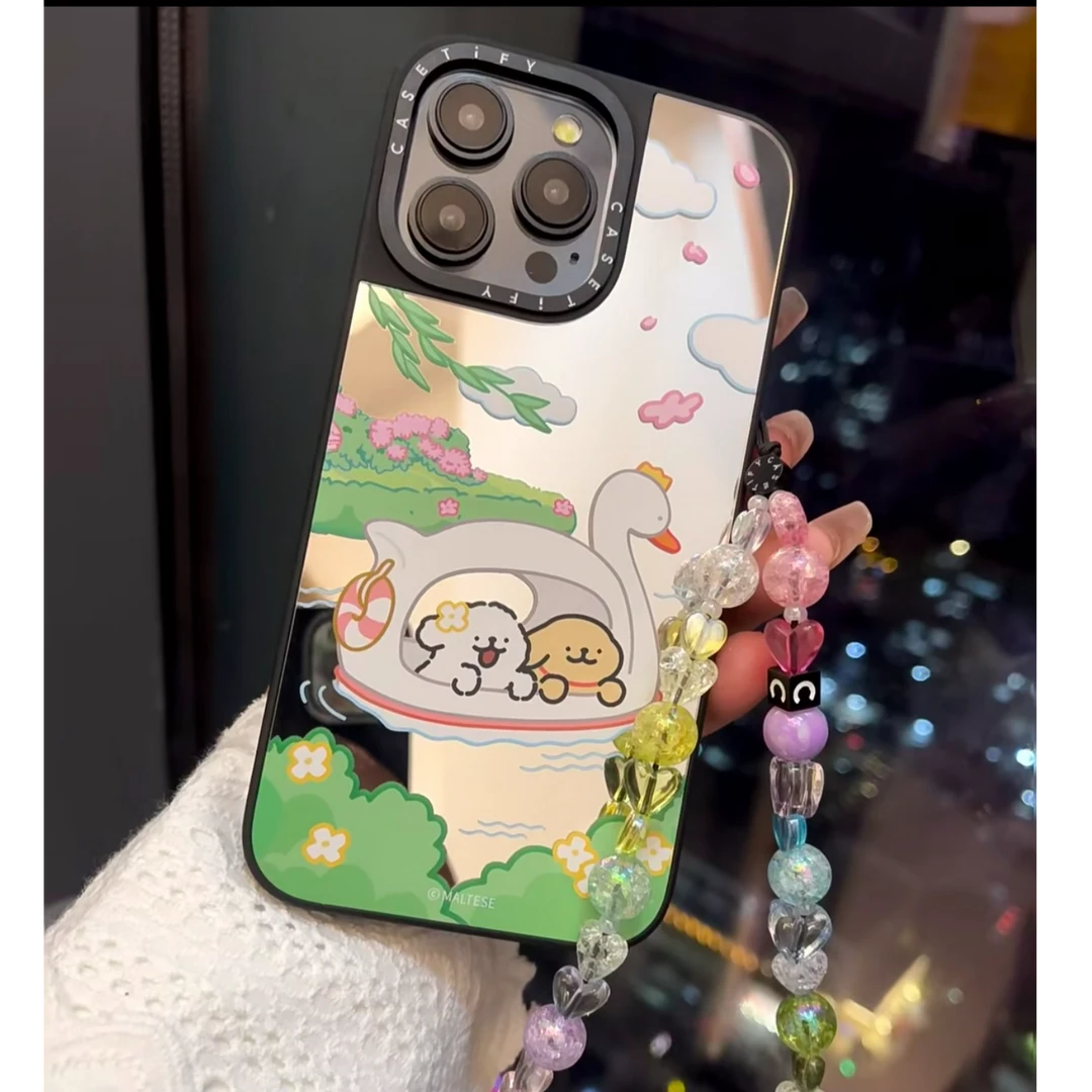 联名线条小狗iPhone17promax手机壳苹果镜面14潮15防摔16保护网红