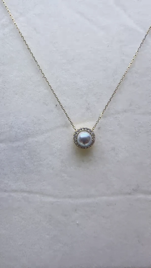 【闪购商品】海水珍珠套链银S925镶嵌海水珍珠吊坠8-9mm