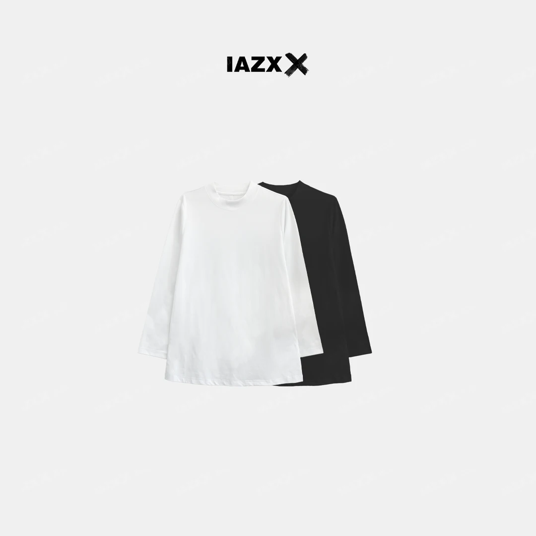 IAZXX「 素雅如笺 」纯色中领宽松拼接打底