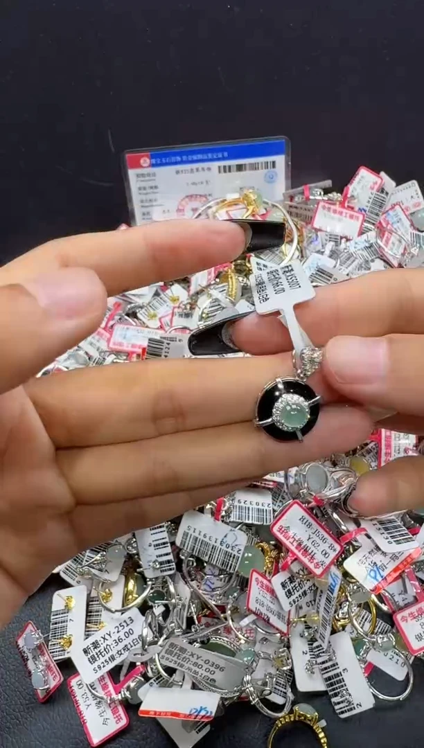 翡翠戒指银S925镶嵌戒指430