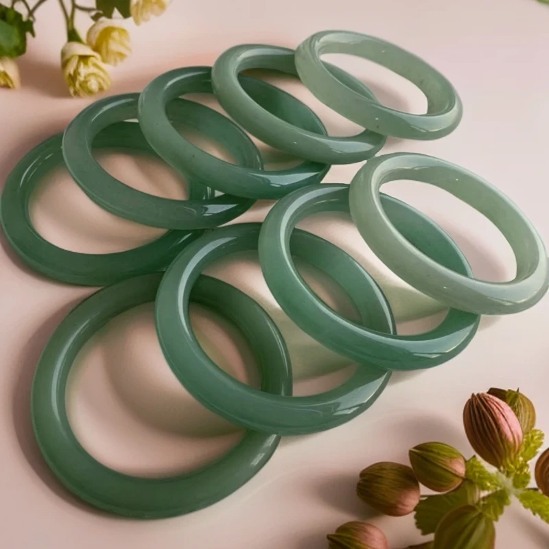 缔洛珠宝东陵玉贵妇镯（多样性发一件）女款时尚绿色平安镯美人镯