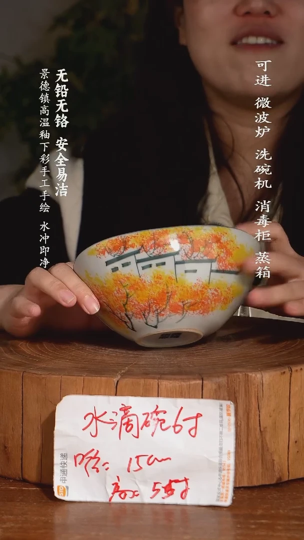 碗陶瓷景德镇高温瓷釉下彩手绘陶瓷