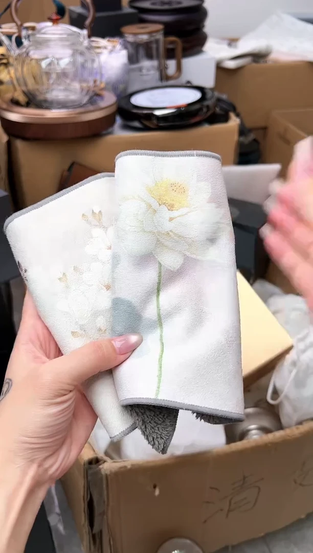 禾墨莲花茶巾