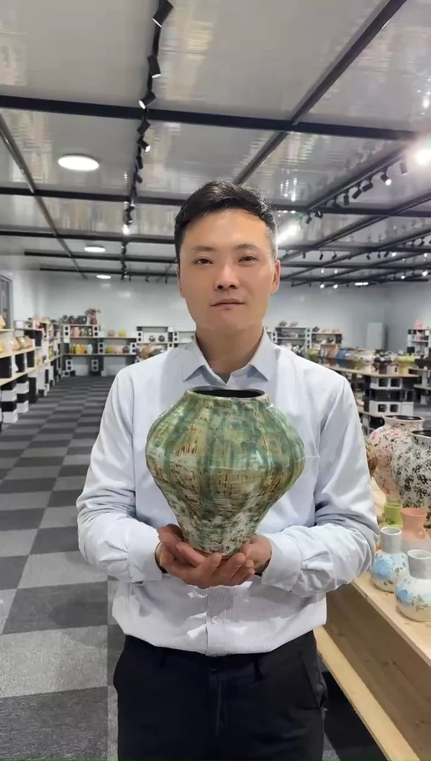 霸总专属景德镇油画风陶瓷花瓶