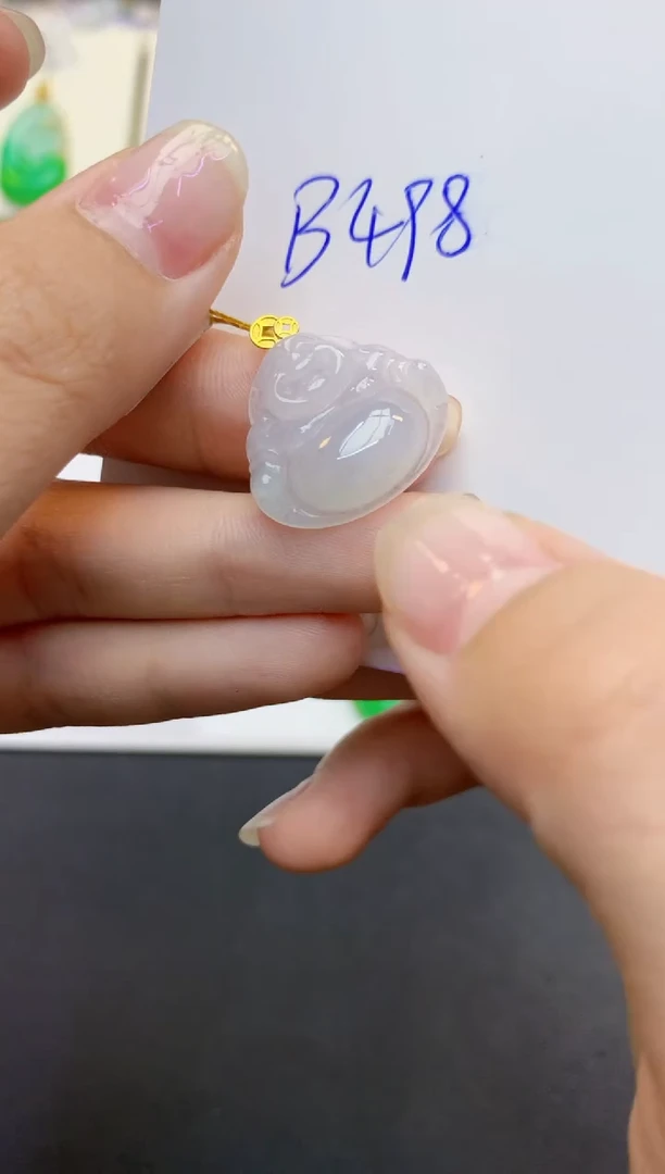 翡翠18K金镶嵌颈饰天然缅甸A货翡翠