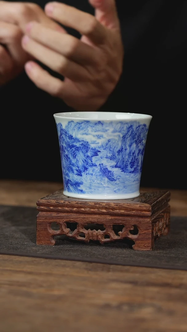 【闪购商品】摆件【瓷见如故】云山片玉轻舟已过万重山杯