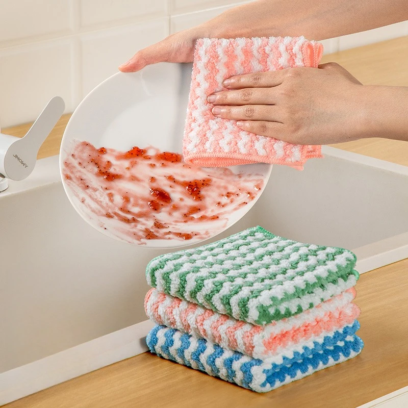 抹布厨房专用加厚洗碗布吸水鱼鳞毛巾不易粘油易清洗懒人保洁抹布
